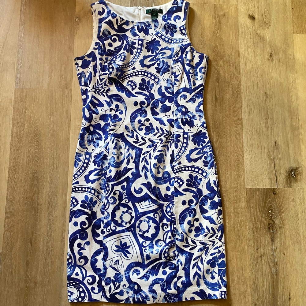 Ralph Lauren 100% Cotton Patterned Dress Size 10